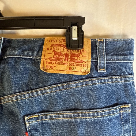 Levi's Dark Blue Straight Jeans 505 Regular Straight Leg Size 36x32 Preowned - Picture 5 of 10